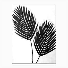 White black palm leaves 1 Canvas Print