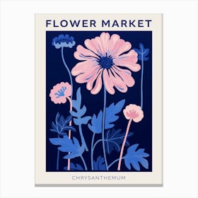 Blue Flower Market Poster Chrysanthemum 2 Canvas Print