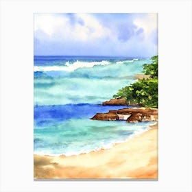 Bathsheba Beach, Barbados Watercolour Canvas Print