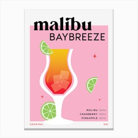 Malibu Baybreeze in Pink Cocktail Recipe Canvas Print