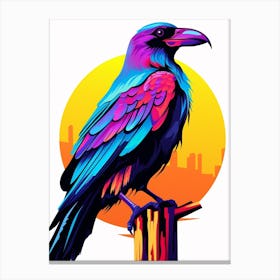 Colourful Geometric Bird Raven 3 Canvas Print