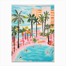 The Fontainebleau Miami Beach   Miami Beach, Florida   Resort Storybook Illustration 4 Canvas Print