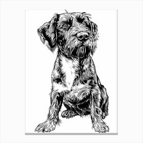 German Wirehaired Dog Line Sketch 2 Canvas Print