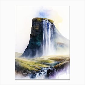 Kirkjufellsfoss, Iceland Water Colour  (2) Canvas Print