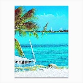 Great Exuma Bahamas Pointillism Style Tropical Destination Canvas Print