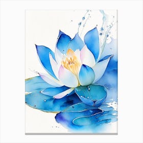 Blue Lotus Watercolour 4 Canvas Print