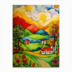 Country Landscape Painting-Festival Vibes Canvas Print