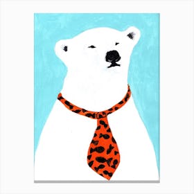 Polar Bear With Tie Canvas Print
