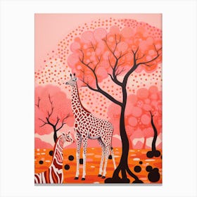 Giraffe With The Acacia Trees 3 Canvas Print