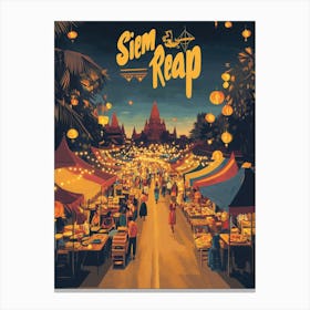 Aihrgdesign A 1970s Inspired Travel Poster For Siem Reap 1 Canvas Print