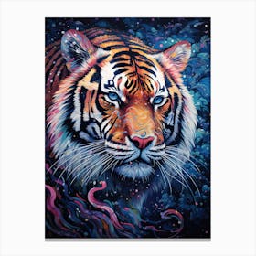 Tiger Art In Pointillism Style 1 Canvas Print