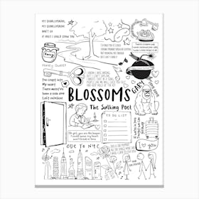 Blossoms Doodle Lyrics Canvas Print