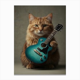 Cat With Guitar Canvas Print