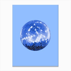 Blue Disco Ball, 70s, 90s, 80s, retro, candy, party, funky, dance, pop art design Canvas Print