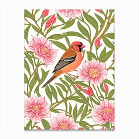 Finch 2 William Morris Style Bird Canvas Print