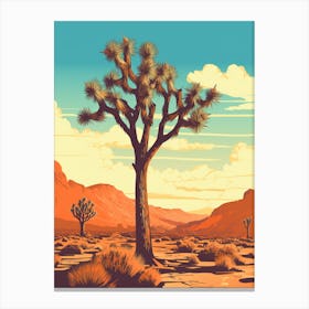  Retro Illustration Of A Joshua Trees In Mojave Desert 7 Canvas Print