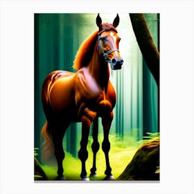 Horse In The Forest Canvas Print