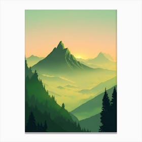 Misty Mountains Vertical Composition In Green Tone 154 Canvas Print