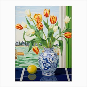 Flowers In A Vase Still Life Painting Tulips 11 Canvas Print