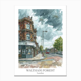 Waltham Forest London Borough   Street Watercolour 3 Poster Canvas Print