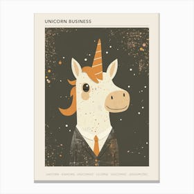 Unicorn In A Suit & Tie Mocha Muted Pastels 2 Poster Canvas Print