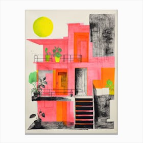 A House In Athens, Abstract Risograph Style 4 Canvas Print