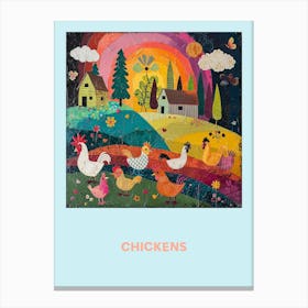 Chickens Poster Collage 3 Canvas Print