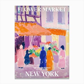 Vintage Flower Market Painting New York 2 Canvas Print