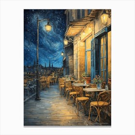 Default Cafe Terrace At Night Van Gogh Inspired Art Print Cat 0 Canvas Print
