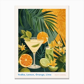 Orange & Lime Art Deco Inspired Cocktail 1 Poster Canvas Print