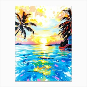 Tropical Sunset Painting Canvas Print