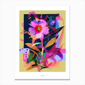 Phlox 3 Neon Flower Collage Poster Canvas Print
