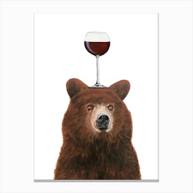 Bear With Wineglass Canvas Print