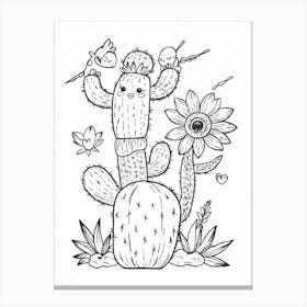 Cactus Coloring Page Canvas Print