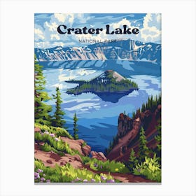 Crater Lake National Park Oregon Usa Digital Travel Art Canvas Print