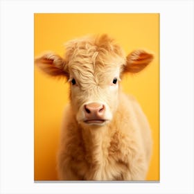 Yellow Photography Portrait Of Baby Highland Cow 3 Canvas Print