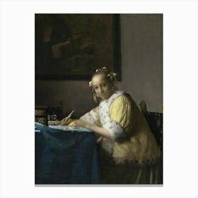 Johannes Vermeer A Lady Writing Canvas Print