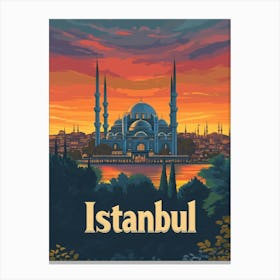 Aihrgdesign A Retro Travel Poster For Istanbul Featuring The 4 Canvas Print