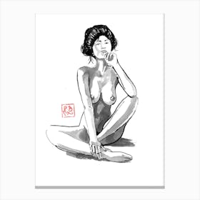Geisha Nude And thinking Canvas Print