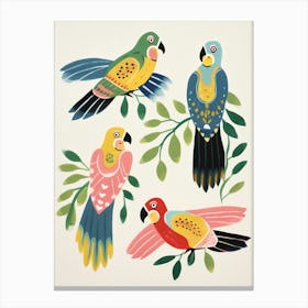 Folk Style Bird Painting Parrot 1 Canvas Print