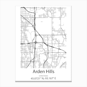 Arden Hills,United States Minimalist Map Canvas Print