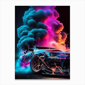 Nissan Sports Car Muscle Smoke Drift Retro Racing vintage classic Car Canvas Print