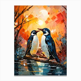 Penguin Tales Family In The Frost Canvas Print