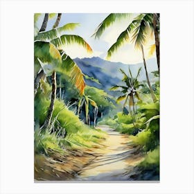 Watercolour Of Palm Trees Canvas Print