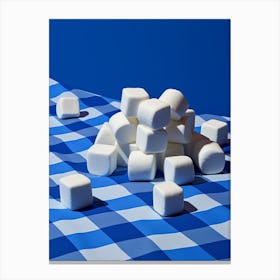 Marshmallows Blue Checkerboard Canvas Print