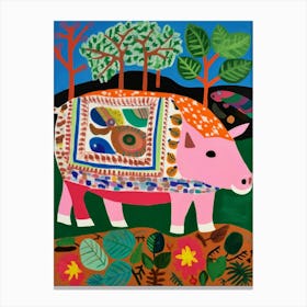 Maximalist Animal Painting Pig 2 Canvas Print