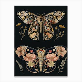 Nocturnal Butterfly William Morris Style 10 Canvas Print