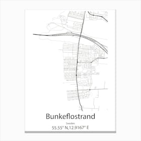 Bunkeflostrand,Sweden Minimalist Map Canvas Print