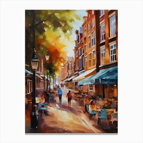 city of Amsterdam,Netherlands, streets, cafes, passing by, the beauty of summer, oil colors.. Canvas Print