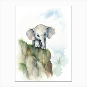 Elephant Painting Rock Climbing Watercolour 3 Canvas Print